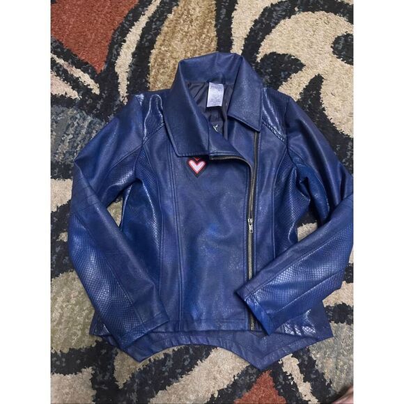 Disney Descendants Mal Faux Blue Leather Moto Jacket XL Villian - Picture 1 of 9